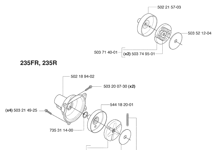 Clutch / Housing Diagram and Parts List for 235FR 2009-06 Husqvarna Brush Cutter