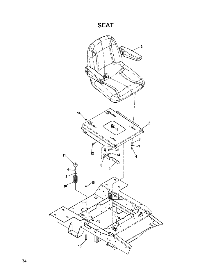 Seat Diagram and Parts List for EZ4822 (968999696)(2007-07) Husqvarna Lawn Mower