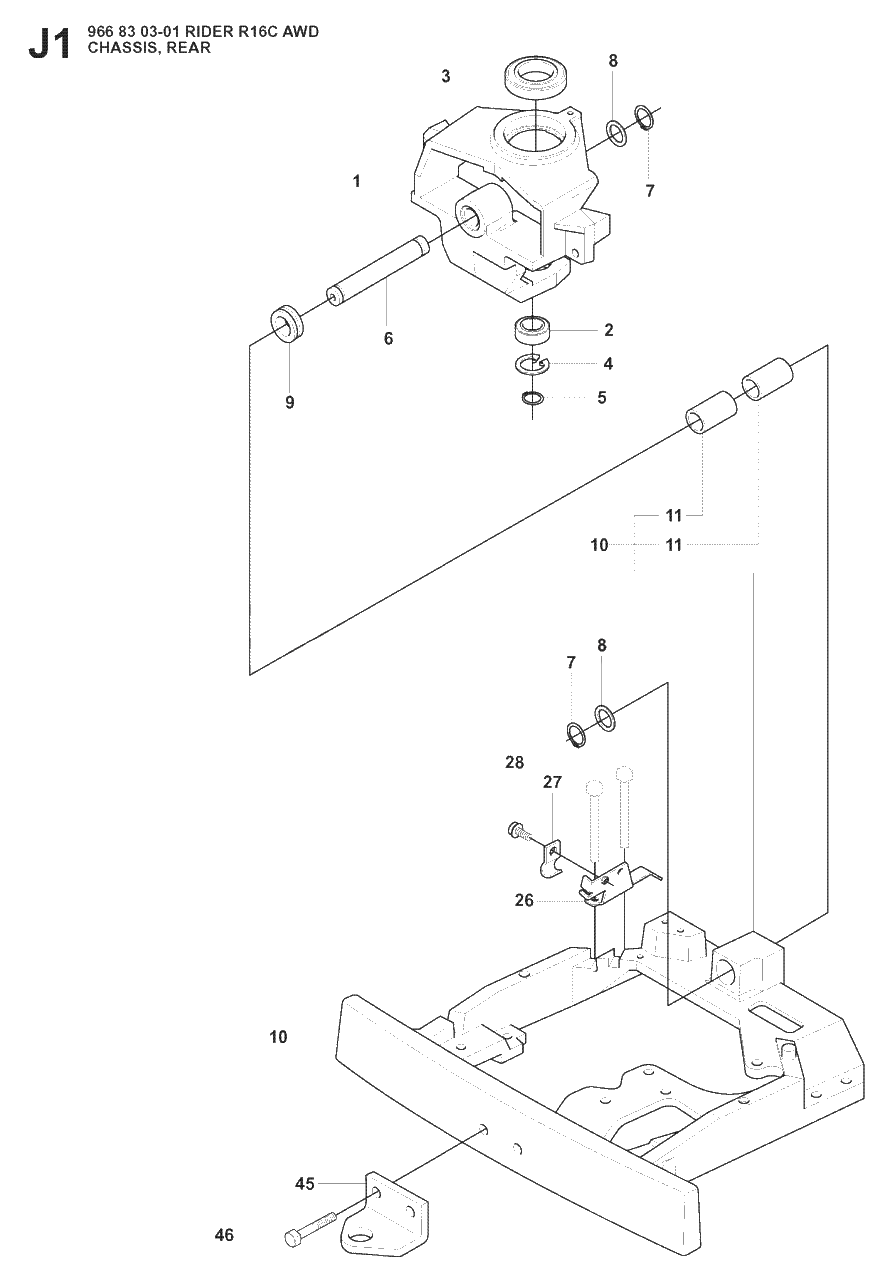 Transmission 4 Diagram and Parts List for R16CAWD (966830301)(2008-04) Husqvarna Lawn Tractor