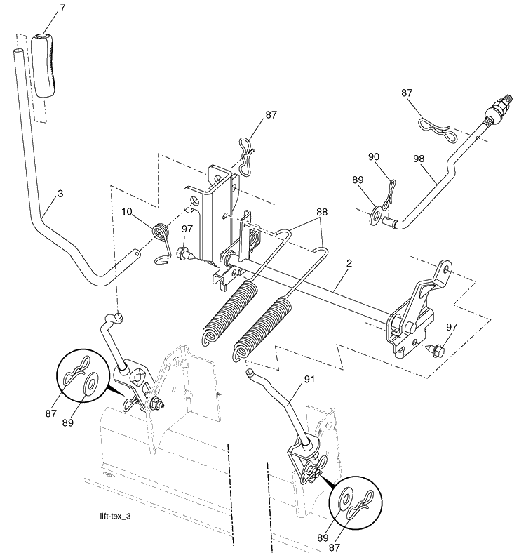 Mower Lift Diagram and Parts List for LGT2554 (96045001501)(2009-05) Husqvarna Lawn Mower