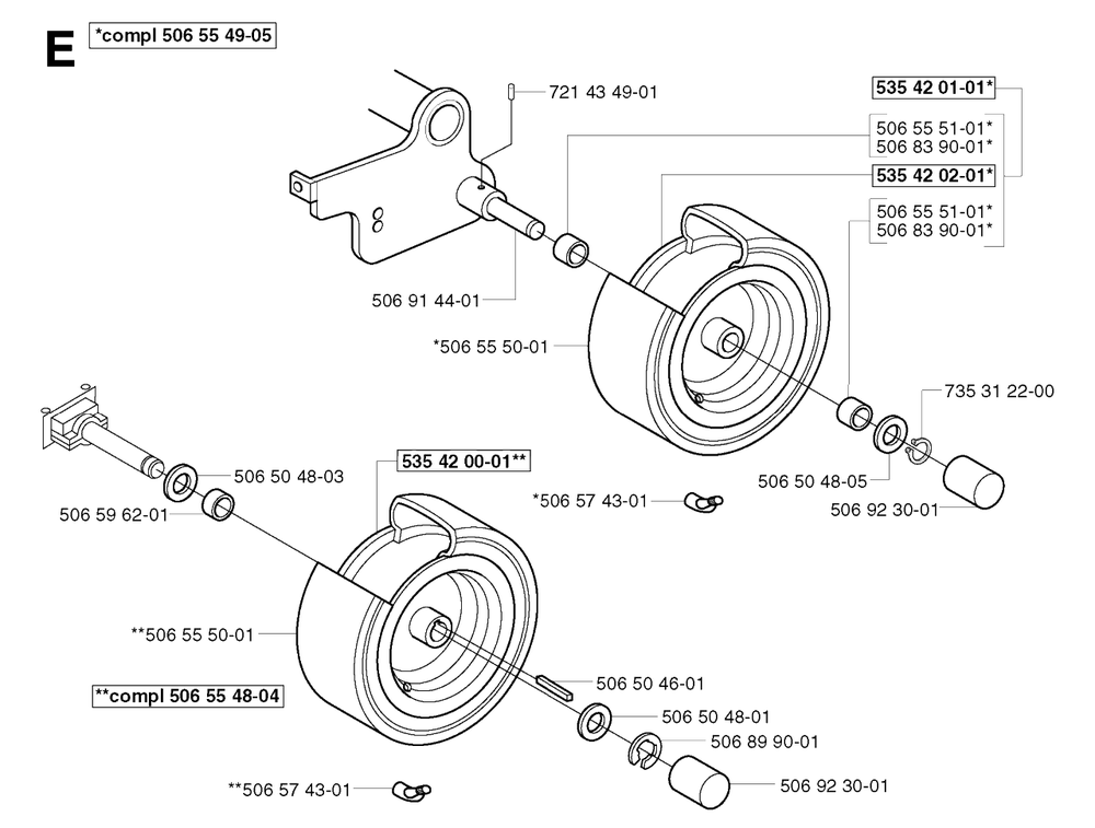 Wheels And Tires Diagram and Parts List for R11BIO 2002-02 Husqvarna Lawn Tractor