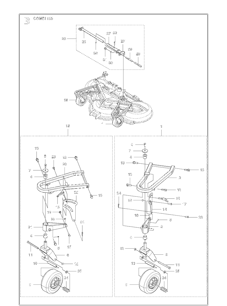 61 Inch/155cm Cutting Deck 6 Diagram and Parts List for C155 (P500-series)(967009701)(2012) Husqvarna Lawn Mower