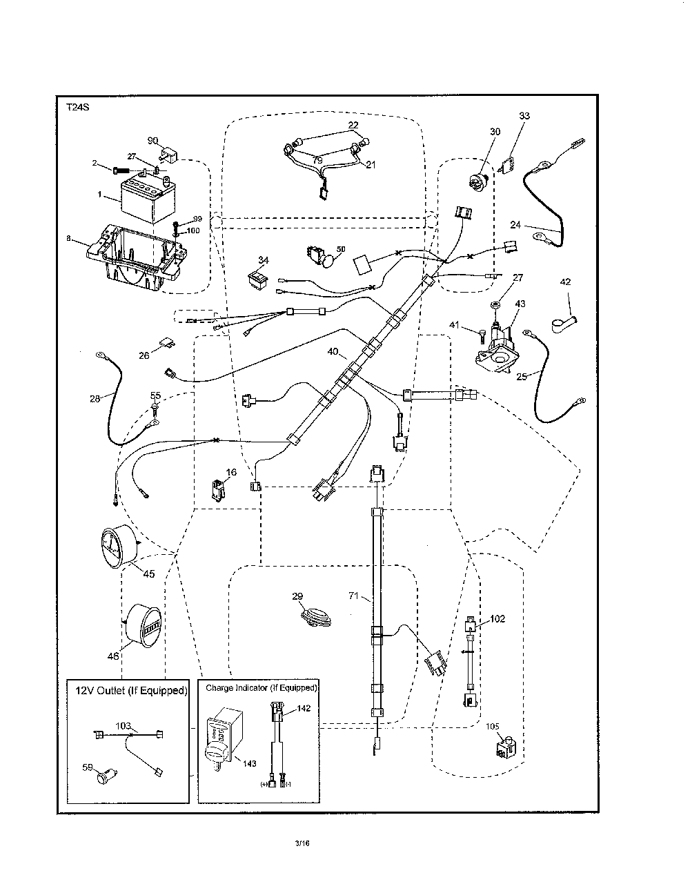 Electrical Diagram and Parts List for YT48CS-96043022400  Husqvarna Lawn Tractor