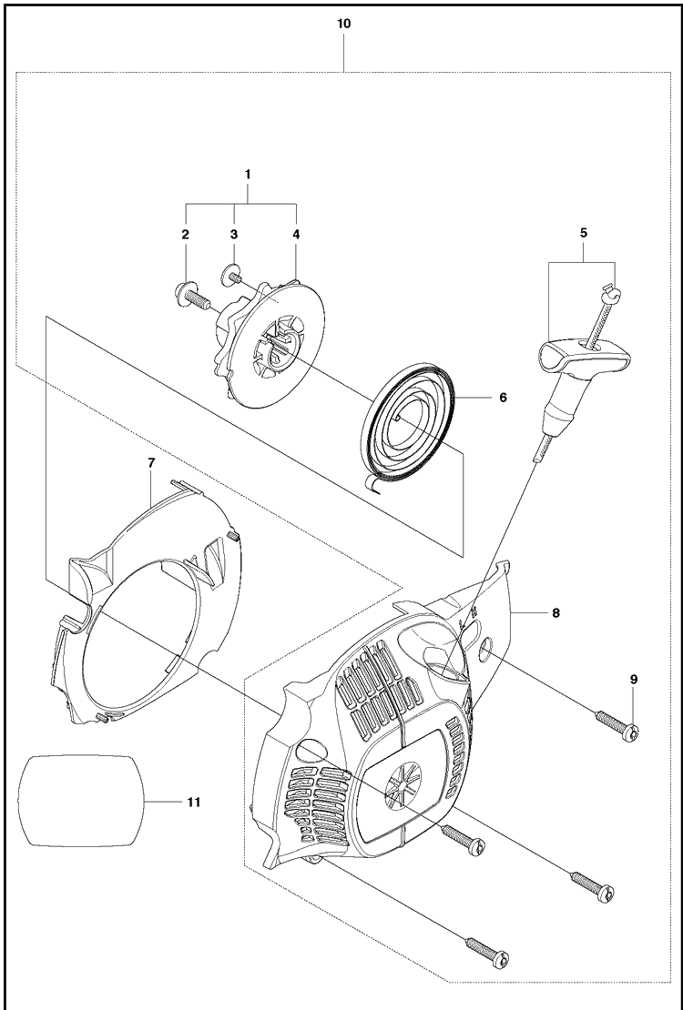 Starter Diagram and Parts List for 120MARKII (967861901)(20181800001-Current) Husqvarna Chainsaw