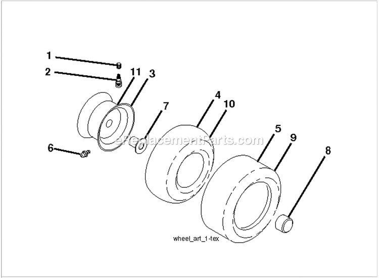 Wheels And Tires Diagram and Parts List for TS142K  Husqvarna Lawn Tractor