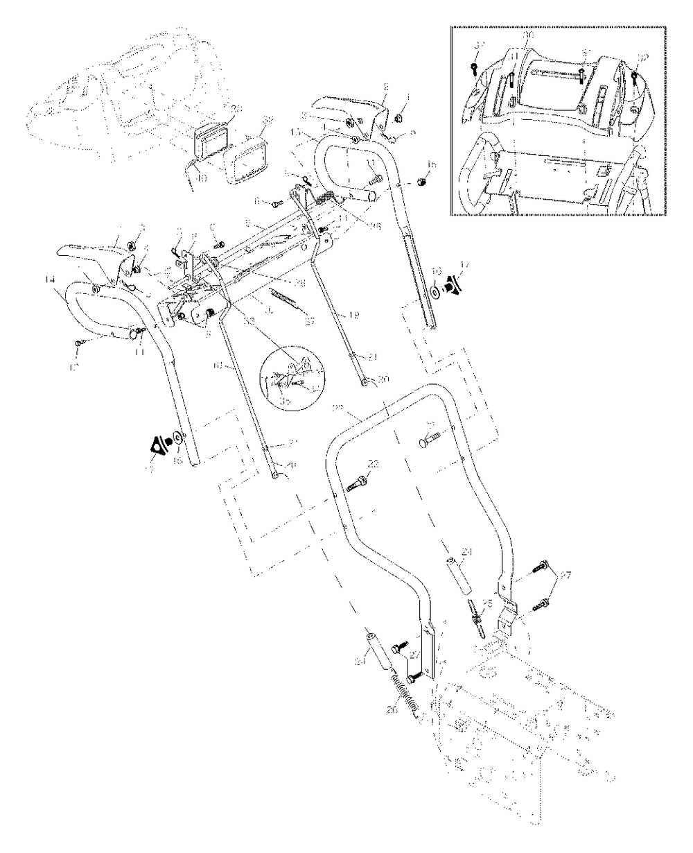 Handles Diagram and Parts List for 1027STE (954633545-B)(2004-09) Husqvarna Snow Blower