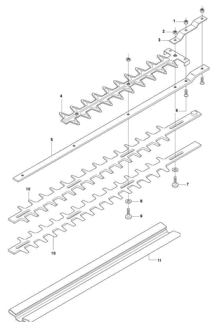 Cutting Equipment Diagram and Parts List for 123HD65X 20070900001-20100600000 Husqvarna Hedge Trimmer