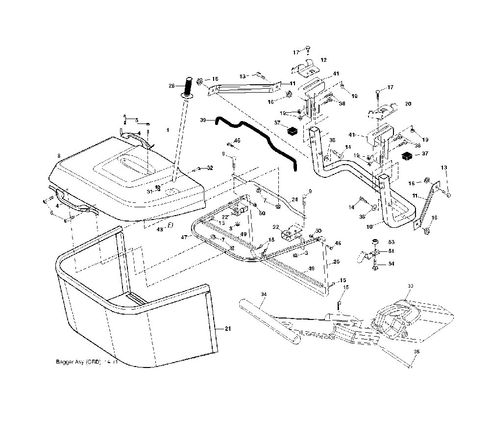 Bagger Diagram and Parts List for CTH220TWIN (96061019102)(2007-11) Husqvarna Lawn Tractor