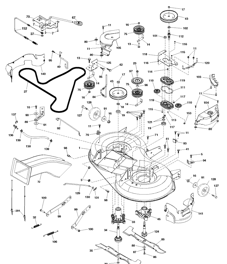 Mower Deck / Cutting Deck Diagram and Parts List for TC139T (96051014501)(2017-08) Husqvarna Lawn Tractor