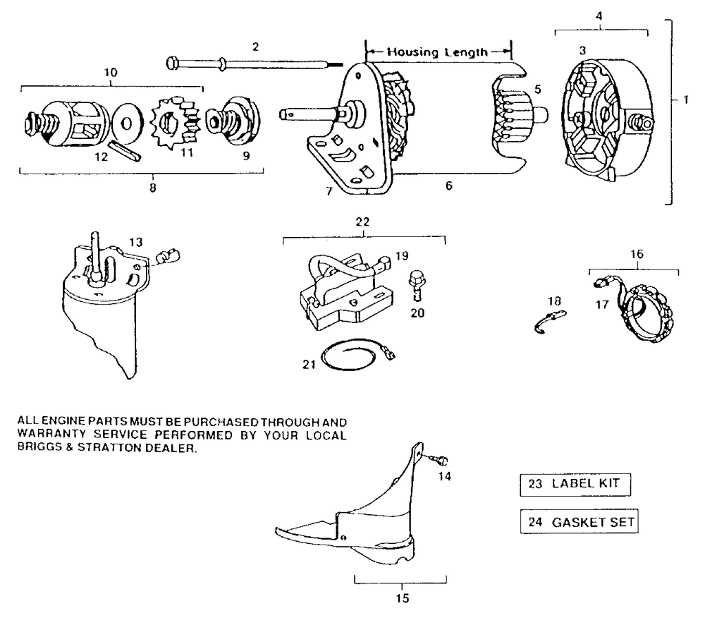 Engine B&s Model 281707, Type 0412-01 (Part 3) Diagram and Parts List for YT120 (954000061)(1990-01) Husqvarna Lawn Tractor