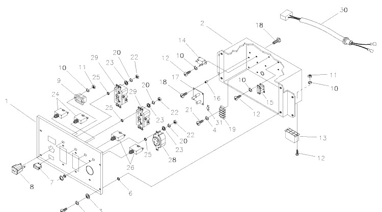 Control Panel Diagram and Parts List for 1365GN 2003-07 Husqvarna Generator
