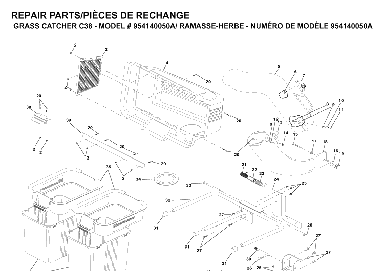 Product Complete Diagram and Parts List for 954140050A 1999-05 Husqvarna Lawn Tractor Accessories