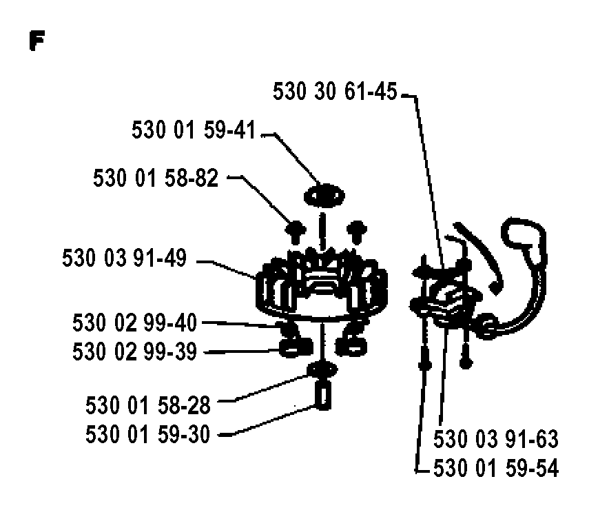 Ignition System Diagram and Parts List for 18H 19941400001-19953200000 Husqvarna Trimmer