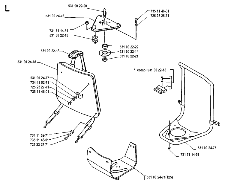 Harness Diagram and Parts List for 125RB 19904400001-19931400000 Husqvarna Brush Cutter