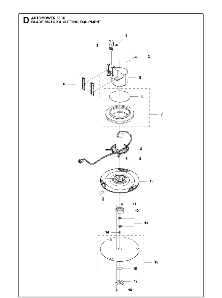 Blade Motor Cutting Equipment Diagram and Parts List for 330X 2013-03 Husqvarna Lawn Mower
