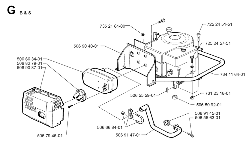 Engine Diagram and Parts List for R13 1998-09 Husqvarna Lawn Tractor