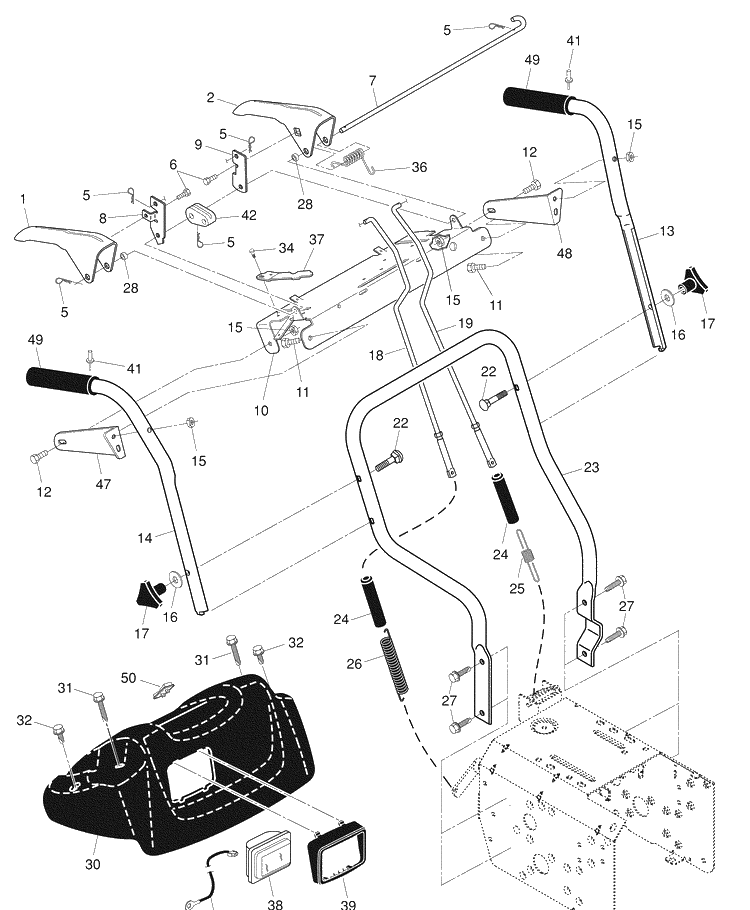 Handles / Headlight Diagram and Parts List for 10527SBE (96193001605)(2008-01) Husqvarna Snow Blower