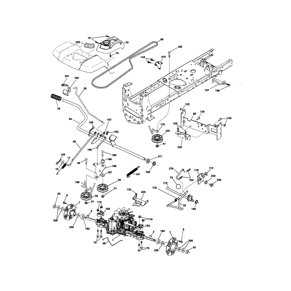 Drive Diagram and Parts List for 917289580  Husqvarna Lawn Tractor
