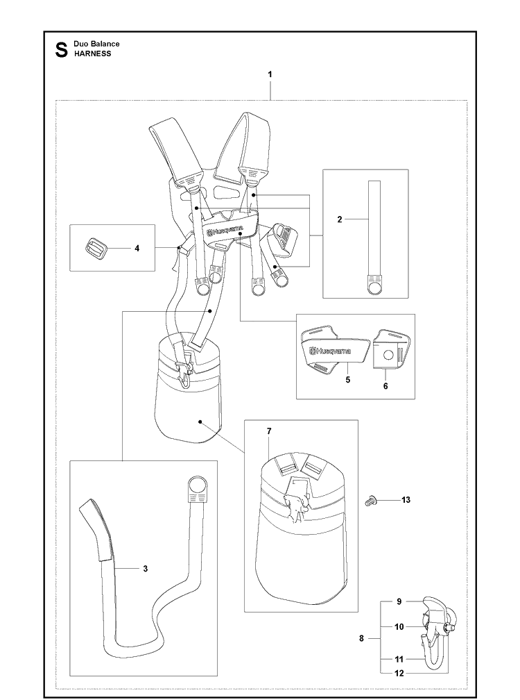 Harness Diagram and Parts List for 326LDX 20091800001-Current Husqvarna Edger