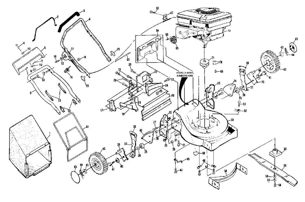 22-Inch Rotary Lawn Mower (Part 1) Diagram and Parts List for 56SFE (954050901-B)(1999-12) Husqvarna Lawn Mower