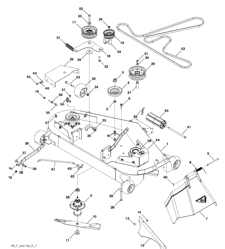 Mower Deck / Cutting Deck Diagram and Parts List for YTH24V48LS (96043011603)(2011-08) Husqvarna Lawn Tractor