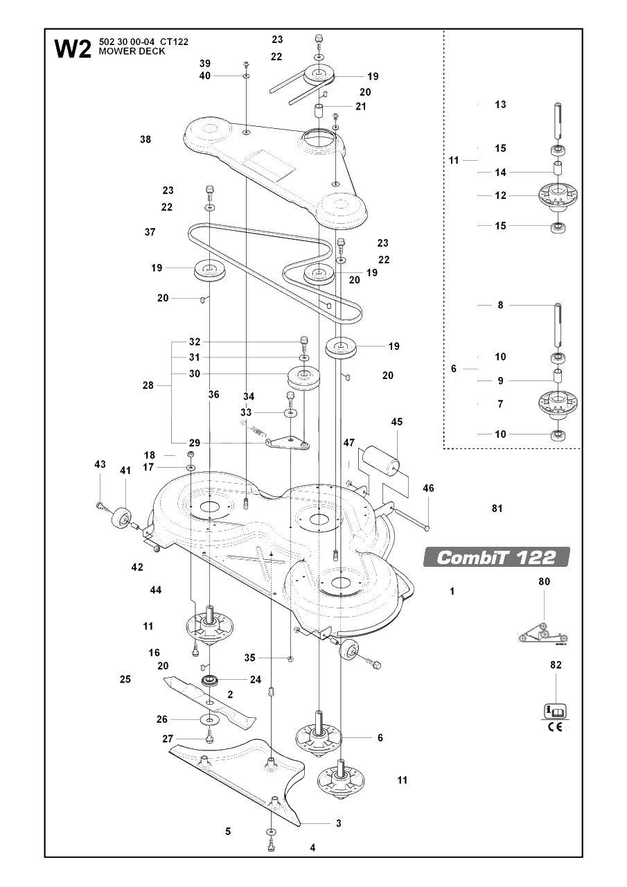 48-Inch/122cm Cutting Deck 3 Diagram and Parts List for PF21AWD (965192501)(2008-03) Husqvarna Lawn Tractor