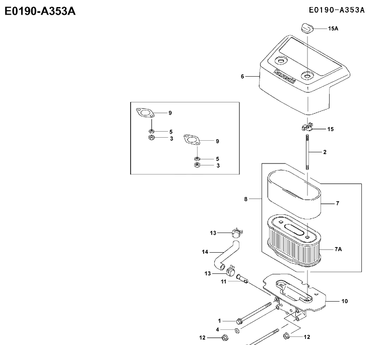 Air Filter Diagram and Parts List for FH641V 2001-03 Husqvarna Engine
