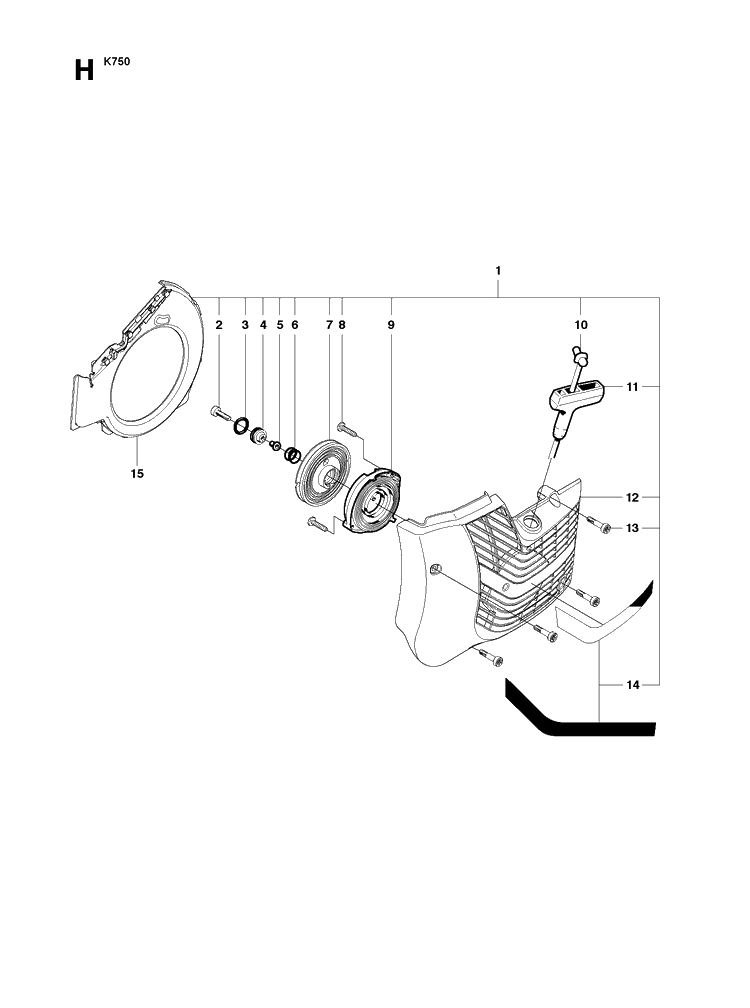 Starter Diagram and Parts List for K750 (544936207)(2010-02) Husqvarna Lawn Tractor Accessories