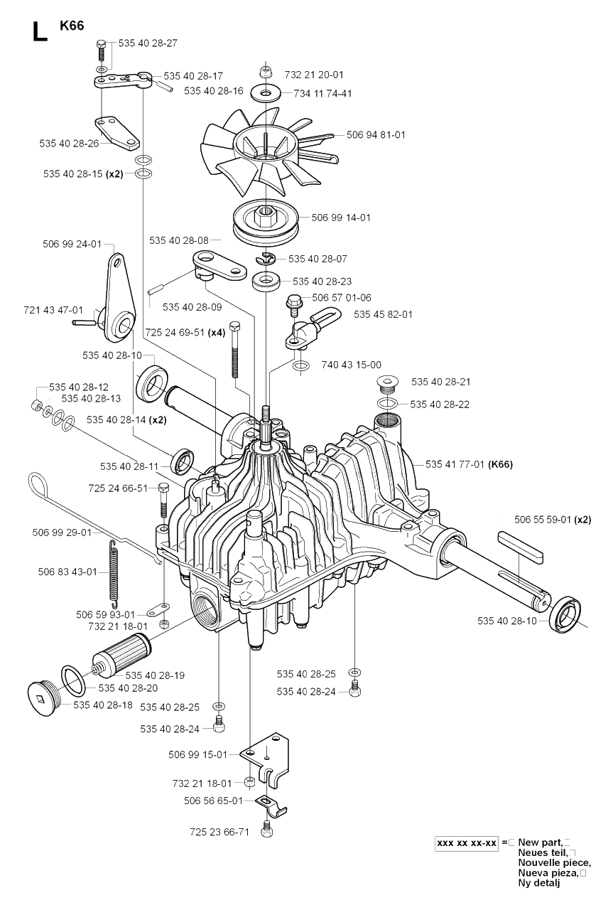 Transmission Diagram and Parts List for R18PRO (953521901)(2007-03) Husqvarna Lawn Tractor