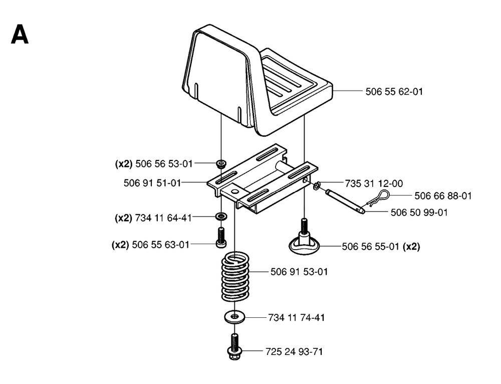 Seat Diagram and Parts List for R13R (953533901)(2006-01) Husqvarna Lawn Tractor