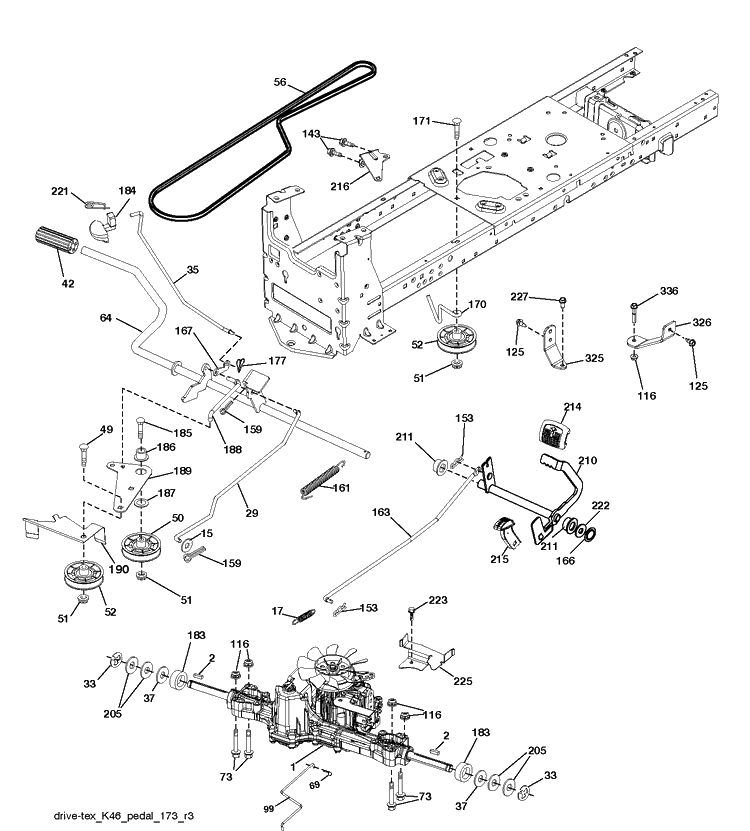 Drive Diagram and Parts List for YTH18542 (96045005901)(2020-10) Husqvarna Lawn Tractor
