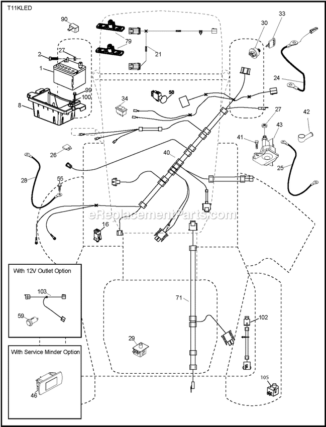 Electrical B Diagram and Parts List for TS148XK  Husqvarna Lawn Tractor