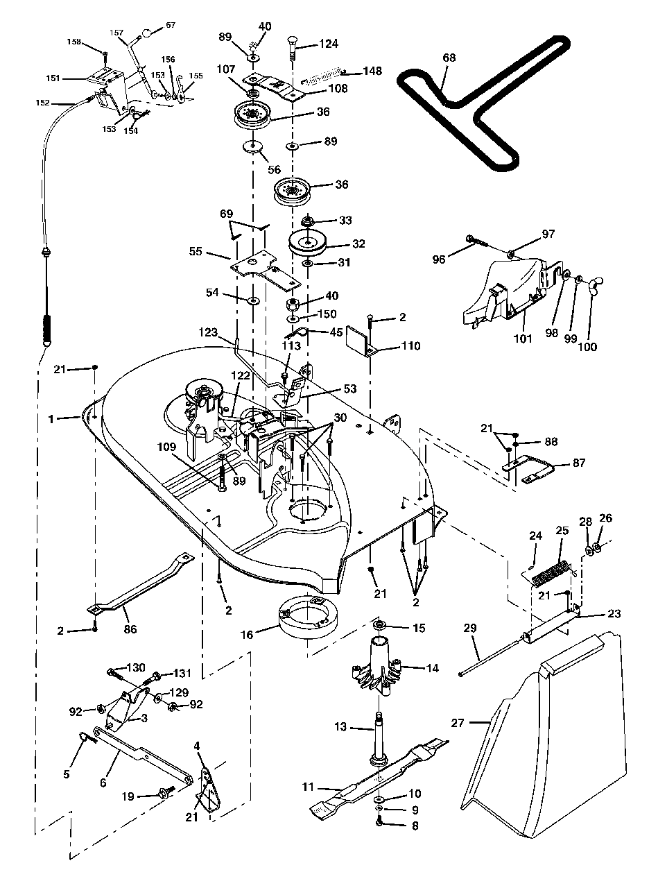 Mower Deck Diagram and Parts List for LT1538 (954569776-C)(2002-12) Husqvarna Lawn Tractor