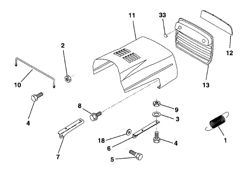 Hood Diagram and Parts List for LR121 (954140001-A)(1997-12) Husqvarna Lawn Tractor