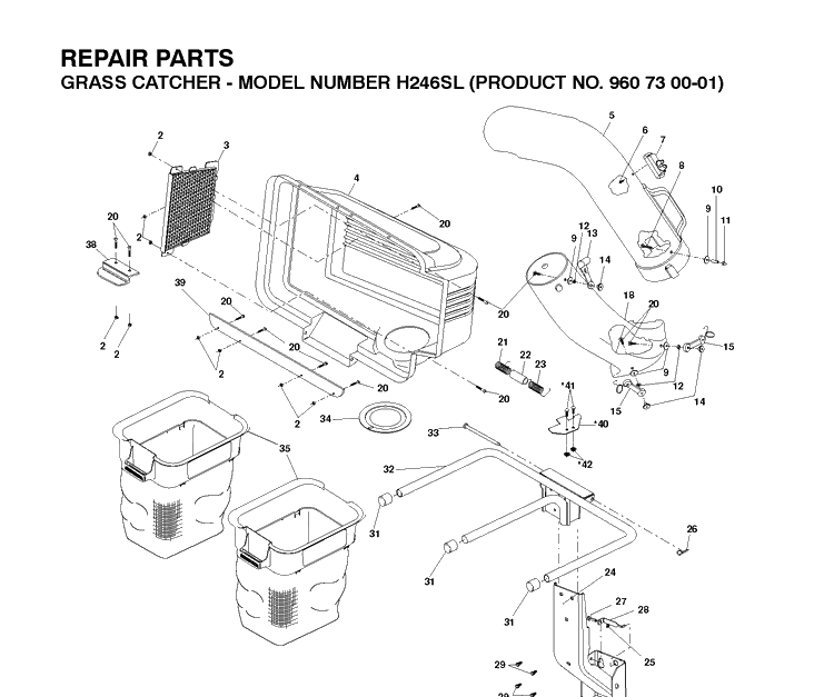 Product Complete Diagram and Parts List for 960730001 2008-09 Husqvarna Lawn Tractor Accessories