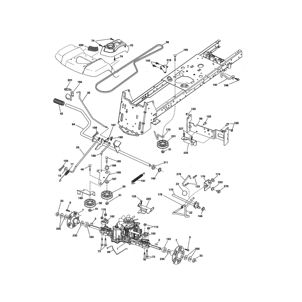 Drive Diagram and Parts List for LGT24K54 240472 Husqvarna Lawn Tractor