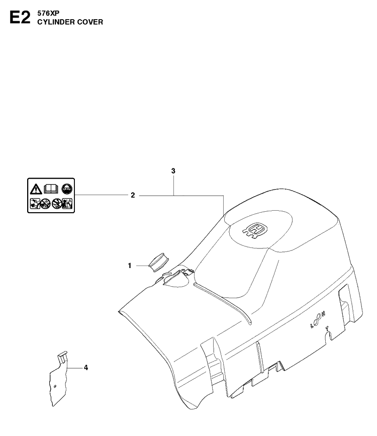 Cylinder Cover 4 Diagram and Parts List for 576XP  Husqvarna Chainsaw