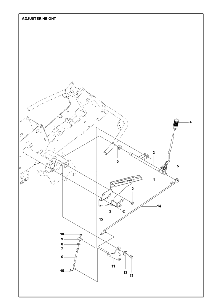 Height Adjustment Diagram and Parts List for R216TAWD 2021-11 Husqvarna Lawn Mower