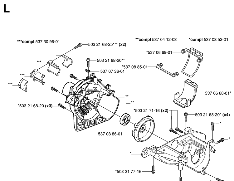 Crankcase And Clutchdrum Diagram and Parts List for HA110 20040100001-20054000000 Husqvarna Hedge Trimmer