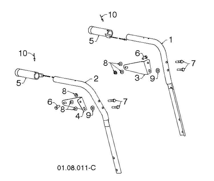 Handle Diagram and Parts List for ST268EP (96191003813)(2014-07) Husqvarna Snow Blower
