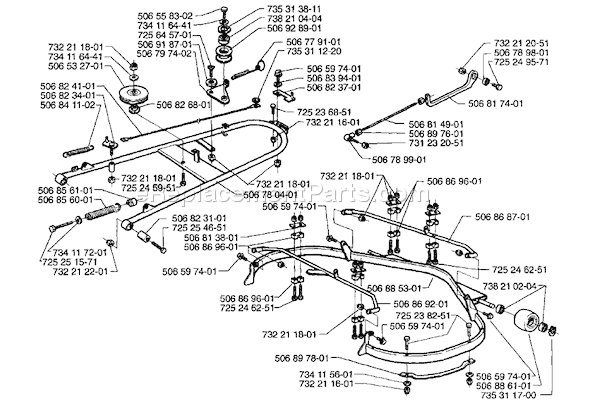 Page H Diagram and Parts List for RIDER1200 1996-08 Husqvarna Lawn Tractor