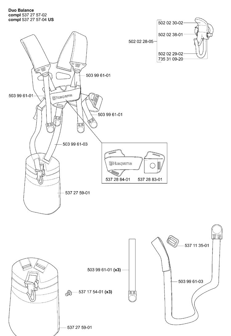 Harness Diagram and Parts List for 335RJX 2006-05 Husqvarna Trimmer