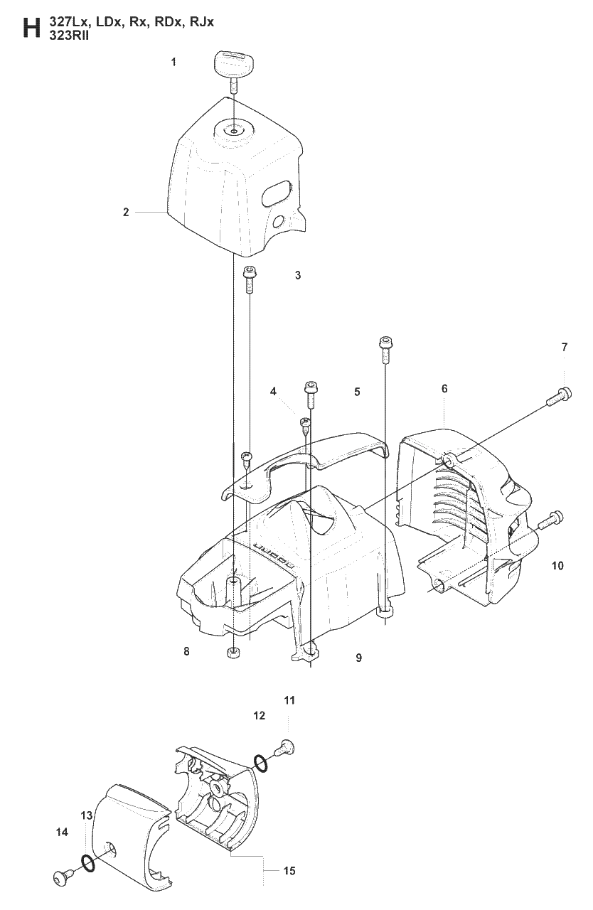 Cover Diagram and Parts List for 327LX 20080900001 - 20090100000 Husqvarna Trimmer