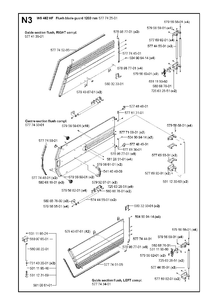 Guards 1200mm Diagram and Parts List for WS482HF (00000001275 - 20134501536)(2012-07) Husqvarna Circular Saw