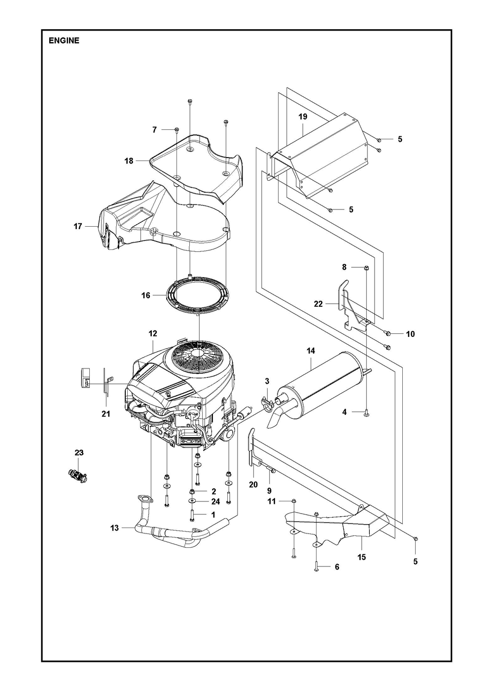 Engine Diagram and Parts List for RC320TSAWD2017-2022  Husqvarna Lawn Tractor