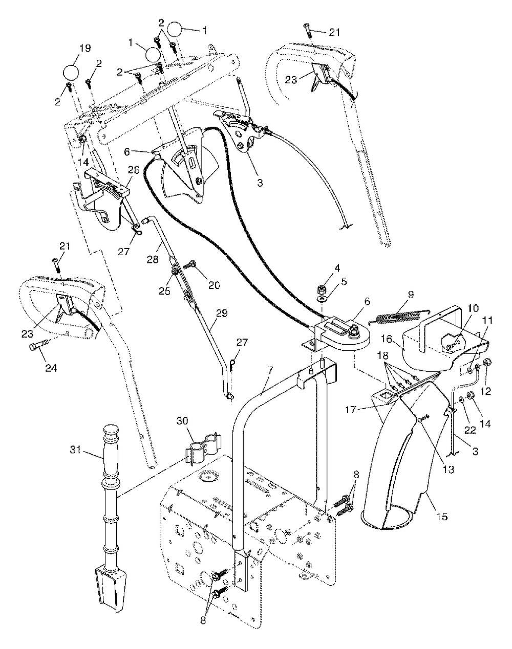 Control Panel / Discharge Chute Diagram and Parts List for 9027ST (954223077-C)(2004-07) Husqvarna Snow Blower