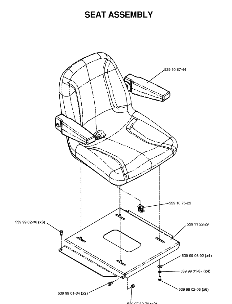 Seat Diagram and Parts List for EZ4217KAA (968999373)(2006-02) Husqvarna Lawn Mower