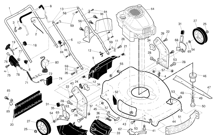 Frame And Engine 3 Diagram and Parts List for HU675FE  Husqvarna Lawn Mower