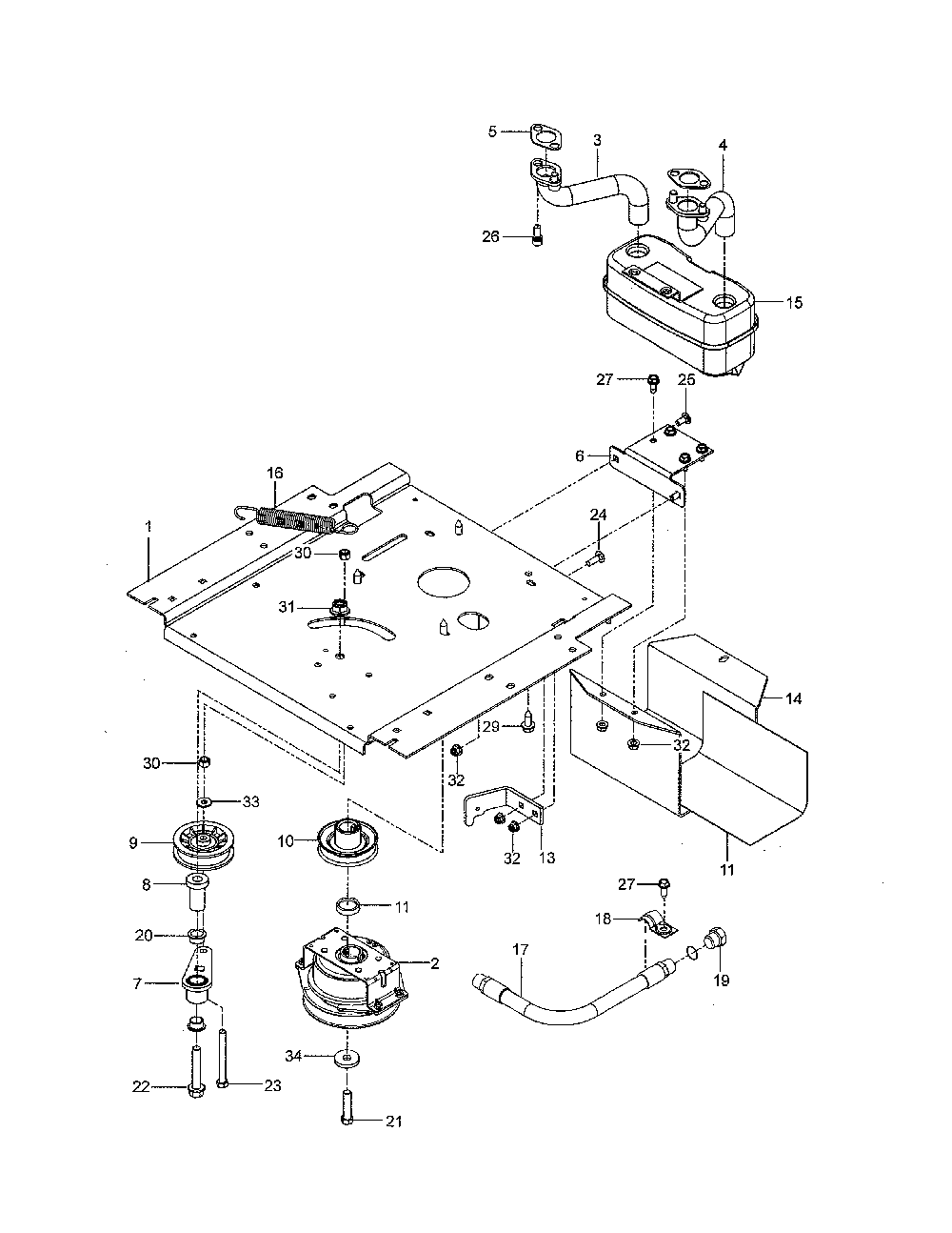 Engine mounting, guards & muffler Diagram and Parts List for 967844601-00  Husqvarna Lawn Mower