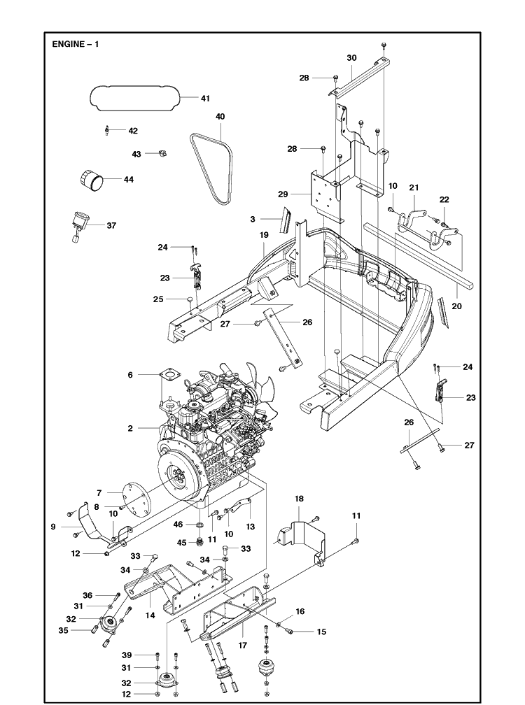 Engine 2 Diagram and Parts List for P520D (967848801)(2018) Husqvarna Lawn Mower